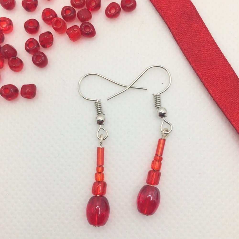 Red Beaded Earrings